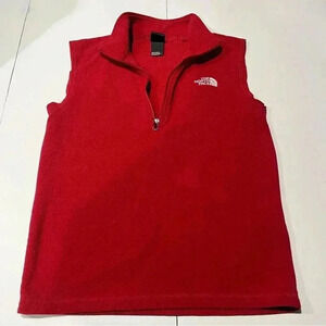 The North Face Red shirt vest pullover 1/4 zip warm red mens small no‎ damage